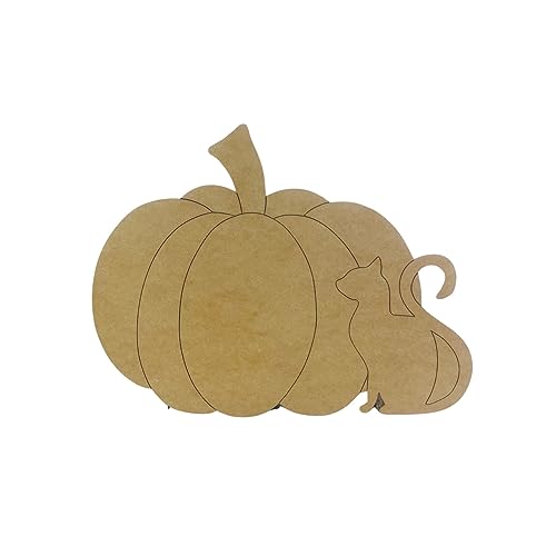 Pumpkin with Cat, Fall Shape, Unfinished Wood Cutout, Paint by Line, Build-A-Cross Build-A-Cross