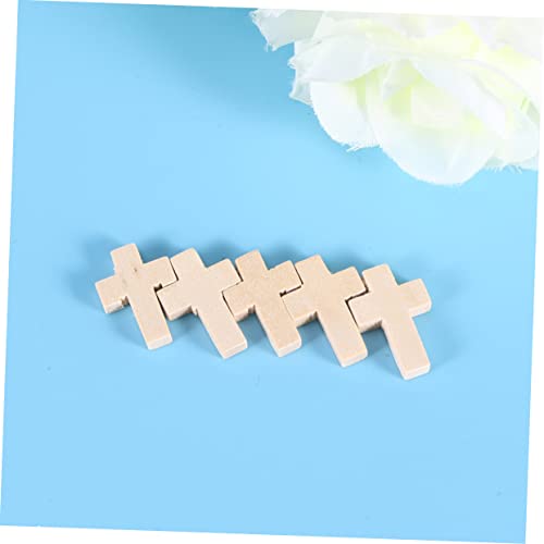 Tofficu 100pcs Unfinished Wooden Crosses Wood Cross Charms Unfinished Wood Cross Mini Wooden Crosses Wood Easter Cutouts Blank Wood Cutouts Cross Tofficu