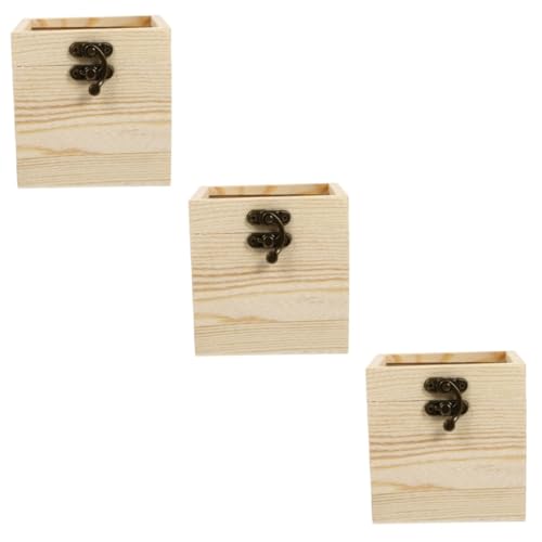 ABOOFAN 3 Pcs Wooden Box with Glass Lid Jewelry Gift Boxes for Earrings Jewelry Container Plain Gift Boxes Earring Display Holder Glass Jewelry ABOOFAN
