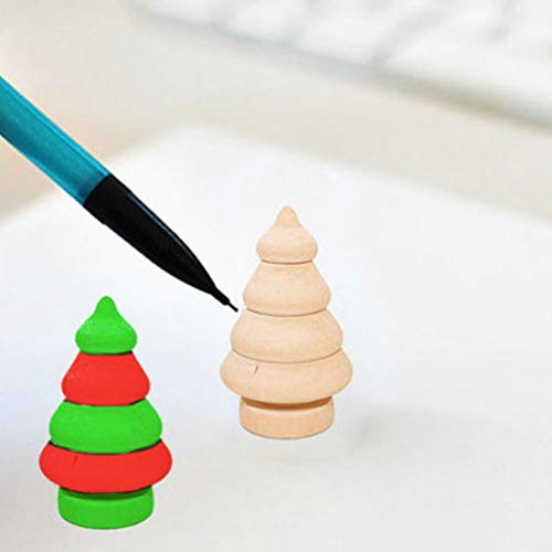 SEWACC Wood Decor 10pcs Unfinished Wooden Christmas Trees Mini Wood Christmas Trees Blank Wood Xmas Tree Wooden Dolls for DIY Arts Crafts Drawing
