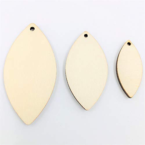 30PCS Leaf Shape Unfinished Wood Earring Blanks Pendant Laser Cut Wood Shapes (Natural, 50mm, 40mm, 30mm) - WoodArtSupply