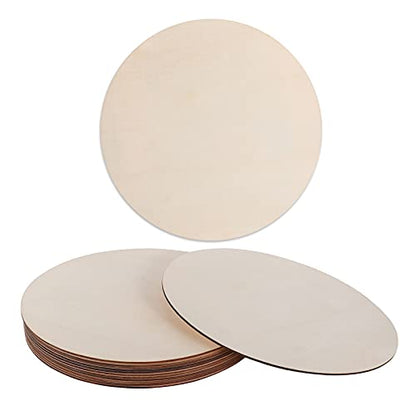 Natural Unfinished Wood Circles, 12 Pieces, 12 inch Wooden Round Discs for Crafts