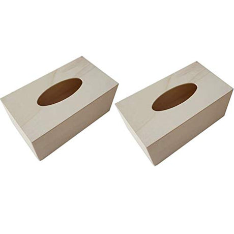 MILISTEN 2PCS Blank Tissue Box Cover DIY Tissue Boxes Wooden Napkin Box Holders Handmade Tissue Storage Boxes Unfinished Wood Box Decoration for DIY Milisten