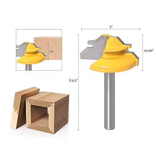 WICHEMI 1/4 Shank Tongue and Groove Router Bits+ 1/4 Shank 45° Lock Miter Router Bit, Wood Milling Cutter Woodworking Grooving Tool Kit for Router WICHEMI