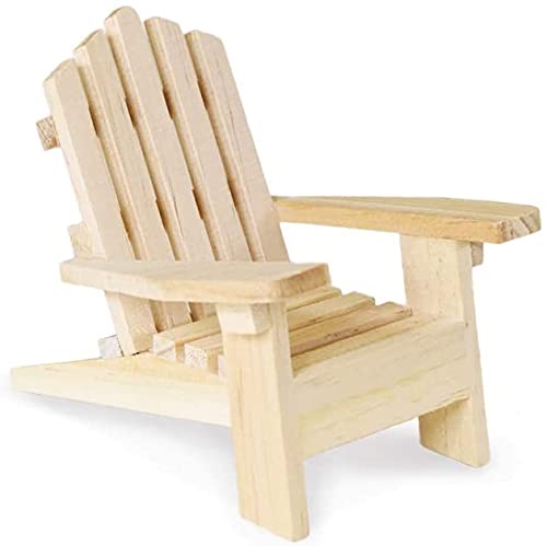 Multicraft Beach Adirondack Chair Miniature Wood for Dollhouses, Displays, Crafting, & DIY - 5 Inches - Set of 4, Brown, Medium Multicraft