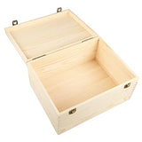 Frcctre Extral Large Unfinished Wooden Box, 13 x 10 x 6.5 inch Natural Unfinished Pine Wood Box with Hinged Lid and Front Clasp for DIY Craft Art Frcctre
