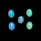 5pcs, 100% Real Ultra Fire Ethiopian Opal Oval Cabochon Natural Gemstone, Opal Rock Crystals, DIY-Crafts Jewelry Making Loose Supply, Chakra Healing QNAVIC