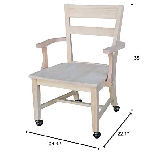 International Concepts Dining Chair with Casters, Unfinished IC International Concepts