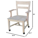 International Concepts Dining Chair with Casters, Unfinished IC International Concepts