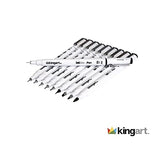 KINGART 430-10 PRO Inkline Micro Line & Precision Graphic Pens, 10 Assorted Nibs, Archival Waterproof Black Japanese Ink for Art, Illustration, KINGART