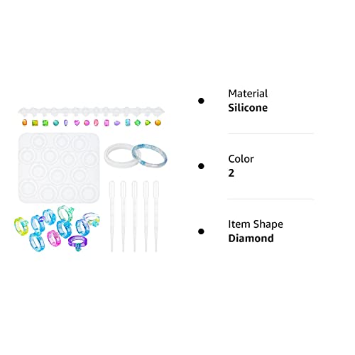 Yayatty Resin Molds Silicone, Resin Ring Mold for Epoxy Resin, Diamond Rings Molds with 14 Different Sizes and Bracelet Epoxy Mould for DIY Crafts N\A