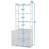Lazyvan 70" White Bookshelf with Doors and Storage Cabinet - 6 Tier Bookcase for Home and Office Lazyvan