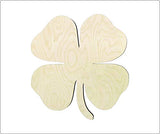 DIY 3 inch 4 Leaf clover cutout, four leaf clover wood cutout, St. Patrick's day shape diy crafts unfinished sanded 4 leaf clover shape WoodArtSupply