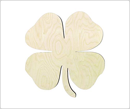 DIY 3 inch 4 Leaf clover cutout, four leaf clover wood cutout, St. Patrick's day shape diy crafts unfinished sanded 4 leaf clover shape - WoodArtSupply