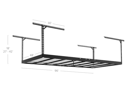 NewAge Products 4 ft. x 8 ft. VersaRac Pro Adjustable Overhead Garage Storage Rack, Heavy Duty Steel Garage Storage Organization, Ceiling Storage - WoodArtSupply