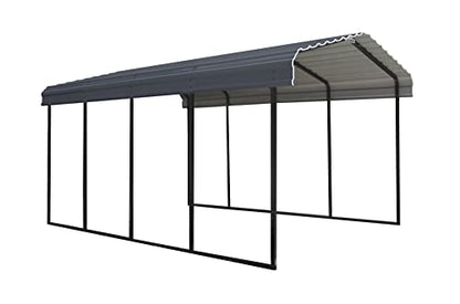 Arrow Carports Galvanized Steel Carport, Full-Size Metal Carport Kit, 12' x 20' x 9', Charcoal