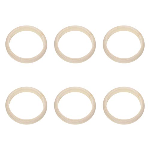 Penta Angel Wood Bangle Bracelets 6pcs 2.56inch Unfinished Natural Round Wooden Ring for Art & Craft Project DIY Jewelry Making - WoodArtSupply