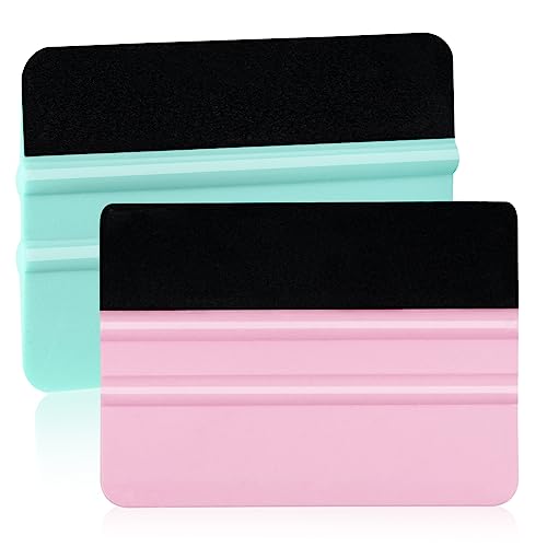 WRAPXPERT Vinyl Squeegee Tool,2Pack Squeegee for Vinyl Pink and Teal,Felt Squeegee Vinyl Scraper Tool for Crafting Vinyl Application WRAPXPERT