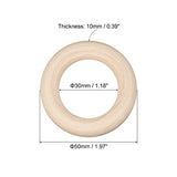 uxcell 20Pcs 50mm(2-inch) Natural Wood Rings, 10mm Thick Smooth Unfinished Wooden Circles for DIY Crafting, Knitting, Macrame, Pendant uxcell