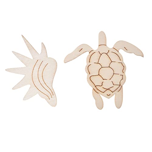 48PCS Unfinished Wood Ocean Animal Cutouts for Kids,Wooden Painting Bulk Crafts for Kids to Paint,Sea Animal Life Cutouts for Home Decoration DIY QDXATIVP