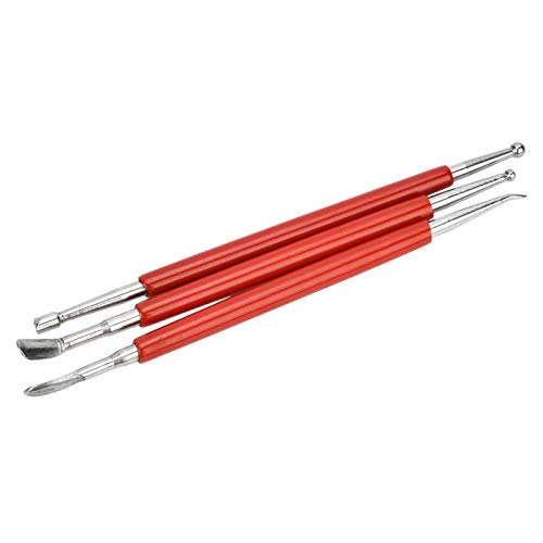 8Pcs DIY Hand-Made Leather Craft Carving Stylus Tool Spoon Double Head Point Drill Pen Kit Set Stainless Steel Sculpting Set Convenient Steel Tip Oumefar