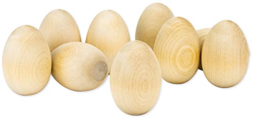 Hygloss Products Wooden Eggs - Unpainted Natural Wood Eggs Great For Easter Crafts - 1-3/4 x 2-1/2 Inches, 12 Pack - WoodArtSupply