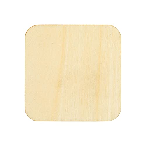 60 Pack 2x2 Wood Squares for Crafts, 2.5mm Unfinished Wood Cutouts with  Rounded Corners