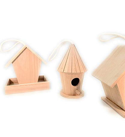 3 Large Design Your Own Bird House Set Include Bird Feeder and 2 Bird House - WoodArtSupply