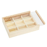 Small Unfinished Wood Box with Lid, 9 Compartment Storage Boxes (6.75 x 5.1 Inches, 2 Pack) Bright Creations