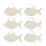 6pcs Fish Wood Signs DIY Crafts Cutouts Wooden Fish Shaped Hanging Signs Ornaments with Twines for Wedding Birthday Party Decorations Creaides