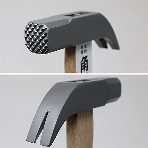 KAKURI Small Hammer Milled Face 8.5 oz, Japanese Claw Hammer for Woodworking and Crafts, Heavy Duty Japanese Carbon Steel, Square Head with Nail KAKURI