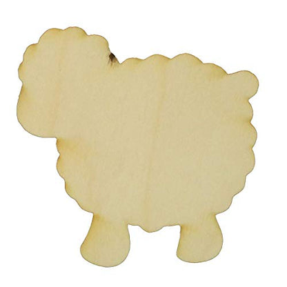 Unfinished Sheep Wood Cut Out Available in a Variety of Sizes and Thicknesses (1/4” Thickness, Small 3.75" x 3.75" (Package of 10)) - WoodArtSupply