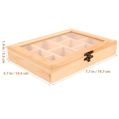 Zerodeko Unfinished Wooden Jewelry Box, with Lid, DIY Jewelry Storage Box 10 Compartment Sundries Organizer Classic Jewelry Box Jewelry Organizer Box