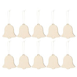 Healifty 10Pcs Unfinished Christmas Wooden Ornaments Bell Wood Cutouts Wood Slices for Christmas Trees Hanging Decorations Healifty