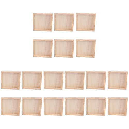 Homoyoyo Square Serving Tray 18Pcs Unfinished Wood Panels Tray Small Wood Serving Tray for Crafts Wooden Panel Boards for Painting Pouring Arts Blank