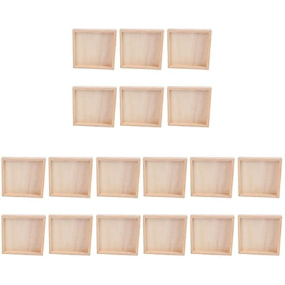 Homoyoyo Square Serving Tray 18Pcs Unfinished Wood Panels Tray Small Wood Serving Tray for Crafts Wooden Panel Boards for Painting Pouring Arts Blank