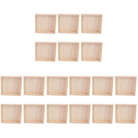 Homoyoyo Square Serving Tray 18Pcs Unfinished Wood Panels Tray Small Wood Serving Tray for Crafts Wooden Panel Boards for Painting Pouring Arts Blank Homoyoyo