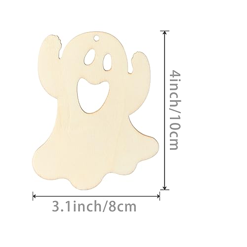 Ghost Wooden Halloween Blank Wood with Twines Art Unfinished Ornaments for Christmas Wedding Birthday Party Halloween Thanksgiving Day Decoration Zontween