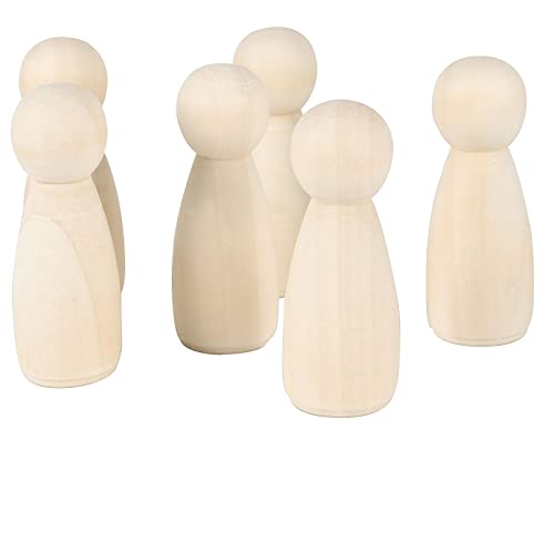 JAPCHET 50 Pack 3-1/2 Inch Large Wooden Peg Dolls, Unfinished Wooden Jumbo Peg People Wood Doll Bodies Figures for Painting, DIY Art Craft Projects,