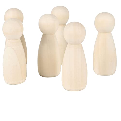 JAPCHET 50 Pack 3-1/2 Inch Large Wooden Peg Dolls, Unfinished Wooden Jumbo Peg People Wood Doll Bodies Figures for Painting, DIY Art Craft Projects, - WoodArtSupply