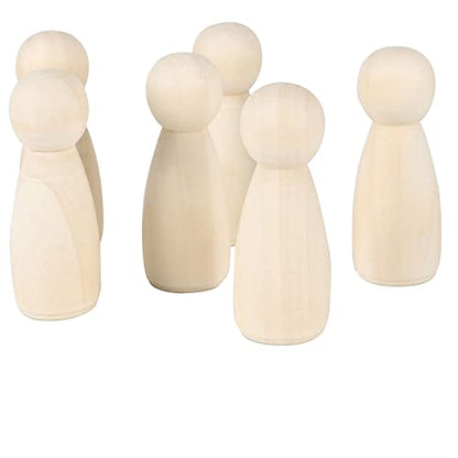 JAPCHET 50 Pack 3-1/2 Inch Large Wooden Peg Dolls, Unfinished Wooden Jumbo Peg People Wood Doll Bodies Figures for Painting, DIY Art Craft Projects, - WoodArtSupply