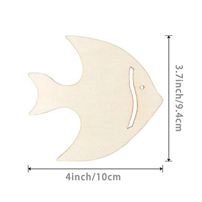 Unfinished Fish Shaped Wood Tag Wood Cutout Blank Wood Slices Wooden Gift Tags for Beach & Nautical Decor Christmas Holiday Wedding Birthday Party