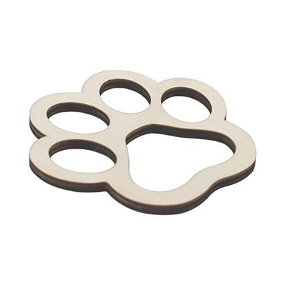 24 Pieces Paw Claw Shape Unfinished Wood DIY Crafts Pet Dog Cat Paw Wooden Cutouts Wood Discs Slices for Home DIY Projects Craft Decor, 3.1x3.3