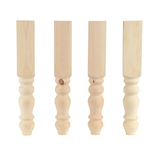 CAROLINA LEG CO. Chunky Farmhouse End Table Legs - Unfinished - DIY Furniture - Turned Legs - Set of 4 - Dimensions: 3.5" x 23" CAROLINA LEG CO.