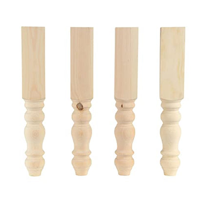 CAROLINA LEG CO. Chunky Farmhouse End Table Legs - Unfinished - DIY Furniture - Turned Legs - Set of 4 - Dimensions: 3.5" x 23" - WoodArtSupply