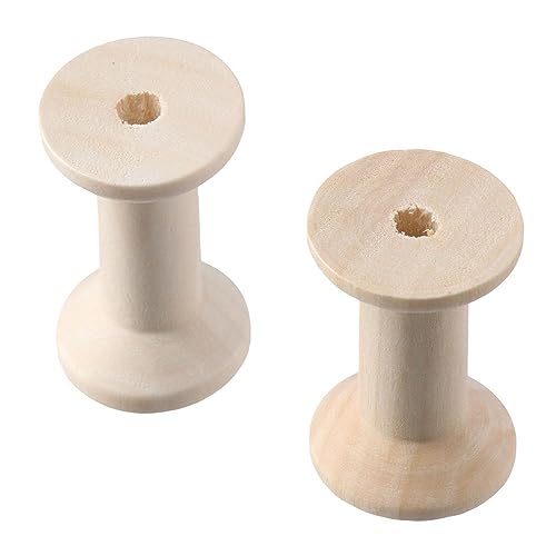 Uniquer 20Pcs Wooden Empty Thread Spools,Splinter- Free Unfinished Wood Spools Natural Wire Weaving Bobbins for Embroidery and Sewing Machines - WoodArtSupply