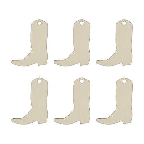 Creaides 20pcs Boots Wood DIY Crafts Cutouts Wooden Cowboy Boots Shaped Ornaments Gift Tags for Wedding Birthday Christmas Party Decorations Creaides