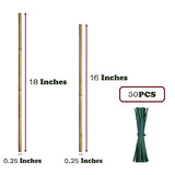 POLIUMB 50PCS Plant Stakes,16 Inch Natural Bamboo Stakes，Garden Stakes for Indoor and Outdoor Plants，Poles Sticks for Tomatoes,Beans,Flowers,Trees POLIUMB