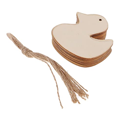 Milageto 10x Unfinished Wood Pendants Wooden Discs Christmas Tree Decorations, Duck 80x80x2mm