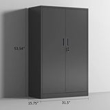 JINKUR Metal Storage Cabinet with Locking Doors and 3 Adjustable Shelves, 53.5-Inch Lockable Storage Cabinets for Home Office Garage Kitchen Pantry JINKUR